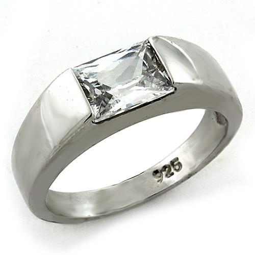 JCEAS1179 Rhodium 925 Sterling Silver Ring with AAA Grade CZ in Clear