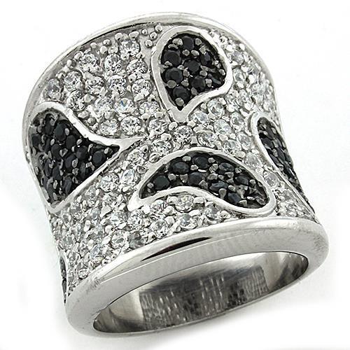 JCEAS1182 Reverse Two-Tone 925 Sterling Silver Ring with AAA Grade CZ in Multi Color