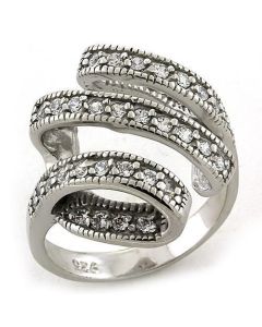 JCEAS1183 Rhodium 925 Sterling Silver Ring with AAA Grade CZ in Clear