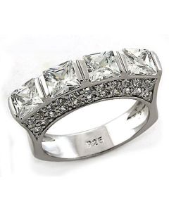 JCEAS1188 Rhodium 925 Sterling Silver Ring with AAA Grade CZ in Clear