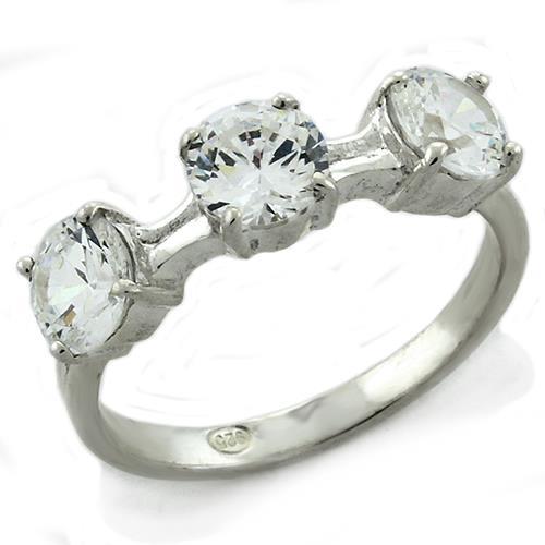 JCEAS1189 High-Polished 925 Sterling Silver Ring with AAA Grade CZ in Clear