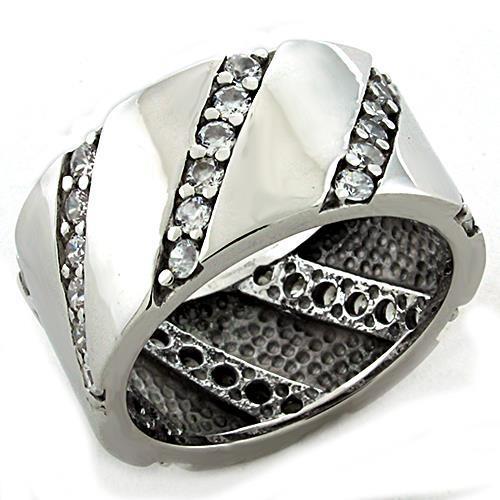 JCEAS1192 Rhodium 925 Sterling Silver Ring with AAA Grade CZ in Clear