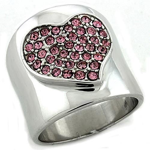 JCEAS1196 Rhodium 925 Sterling Silver Ring with Top Grade Crystal in Rose