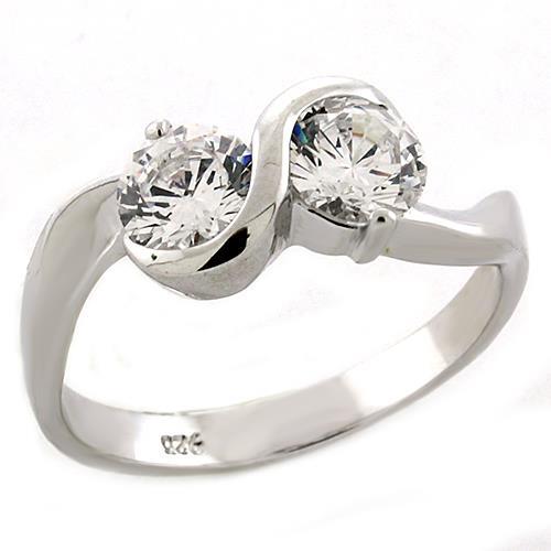 JCEAS1210 Rhodium 925 Sterling Silver Ring with AAA Grade CZ in Clear