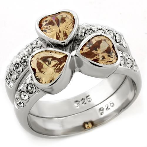 JCEAS1213 Rhodium 925 Sterling Silver Ring with AAA Grade CZ in Clear