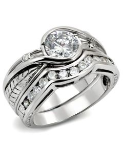 JCEAS1215 Rhodium 925 Sterling Silver Ring with AAA Grade CZ in Clear