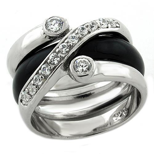 JCEAS1218 Rhodium 925 Sterling Silver Ring with AAA Grade CZ in Clear