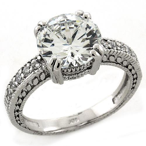 JCEAS1223 Rhodium 925 Sterling Silver Ring with AAA Grade CZ in Clear