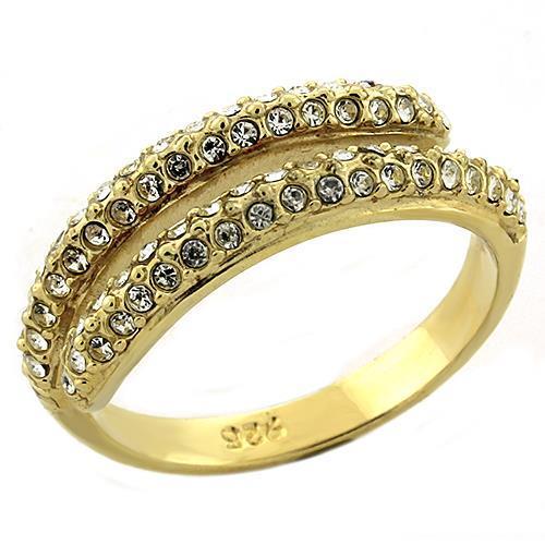 JCEAS1224 Gold 925 Sterling Silver Ring with AAA Grade CZ in Clear