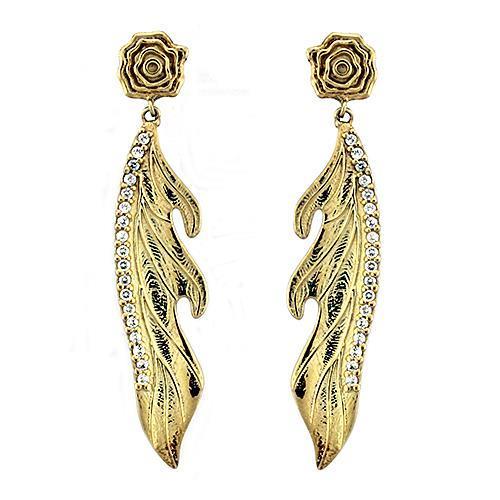 JCEAS1313 Gold 925 Sterling Silver Earrings with AAA Grade CZ in Clear-Default Title