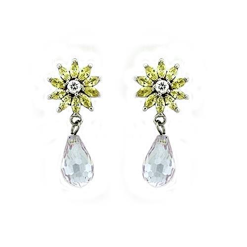 JCEAS1332 Rhodium 925 Sterling Silver Earrings with AAA Grade CZ in Multi Color-Default Title