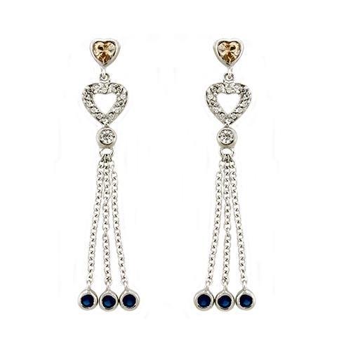 JCEAS1337 Rhodium 925 Sterling Silver Earrings with AAA Grade CZ in Champagne-Default Title