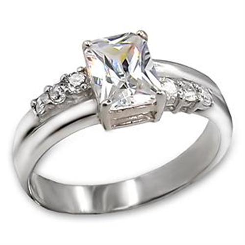 JCEAS718 High-Polished 925 Sterling Silver Ring with AAA Grade CZ in Clear