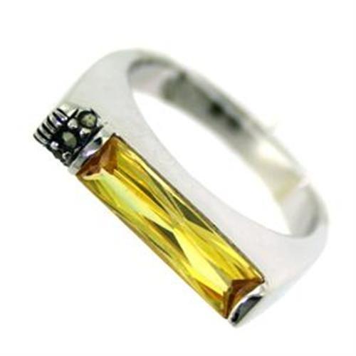 JCEAS724 Rhodium 925 Sterling Silver Ring with AAA Grade CZ in Citrine