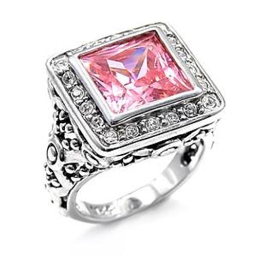 JCEAS758 Rhodium 925 Sterling Silver Ring with AAA Grade CZ in Rose