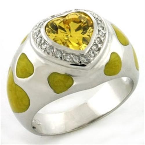 JCEAS761 Rhodium 925 Sterling Silver Ring with AAA Grade CZ in Topaz
