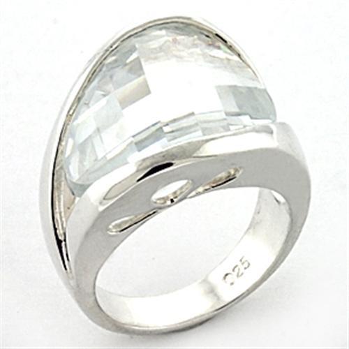 JCEAS776 Rhodium 925 Sterling Silver Ring with AAA Grade CZ in Clear