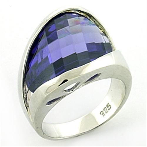 JCEAS777 Rhodium 925 Sterling Silver Ring with AAA Grade CZ in Amethyst