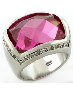 JCEAS818 Rhodium 925 Sterling Silver Ring with AAA Grade CZ in Rose