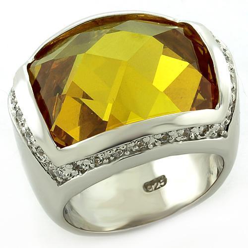 JCEAS820 Rhodium 925 Sterling Silver Ring with AAA Grade CZ in Topaz
