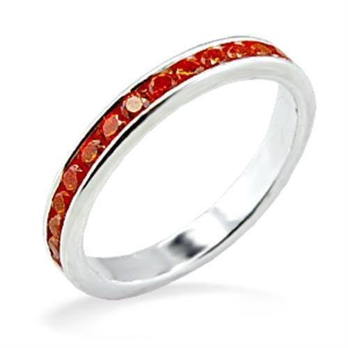 JCEAS829 High-Polished 925 Sterling Silver Ring with AAA Grade CZ in Orange