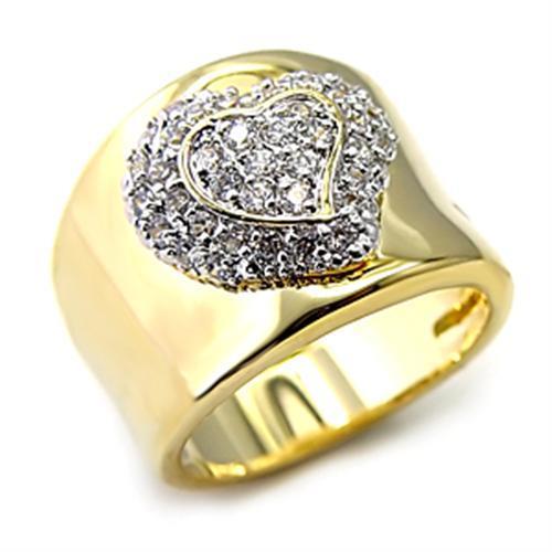 JCEAS830 Gold+Rhodium 925 Sterling Silver Ring with AAA Grade CZ in Clear