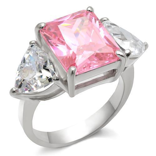 JCEAS869 High-Polished 925 Sterling Silver Ring with AAA Grade CZ in Rose