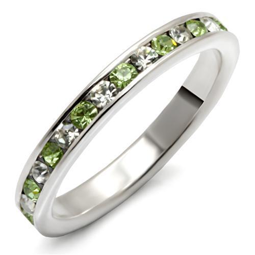 JCEAS912 High-Polished 925 Sterling Silver Ring with Top Grade Crystal in Peridot