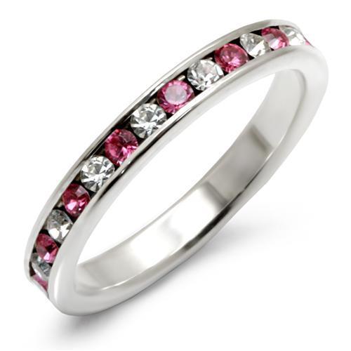 JCEAS913 High-Polished 925 Sterling Silver Ring with Top Grade Crystal in Rose