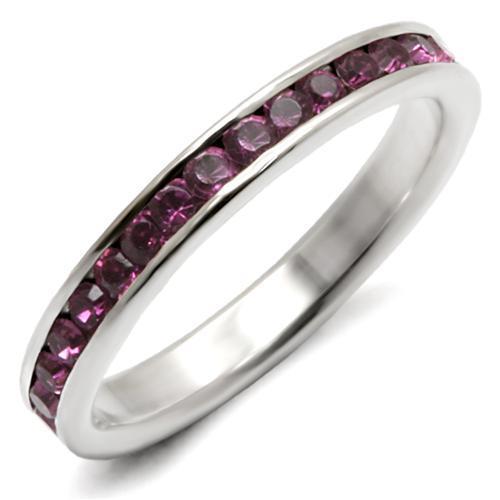 JCEAS915 High-Polished 925 Sterling Silver Ring with Top Grade Crystal in Amethyst