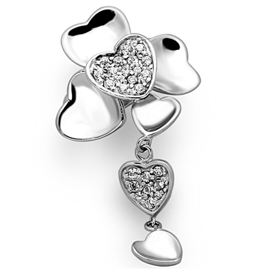 JCEAS931 Rhodium 925 Sterling Silver Ring with AAA Grade CZ in Clear