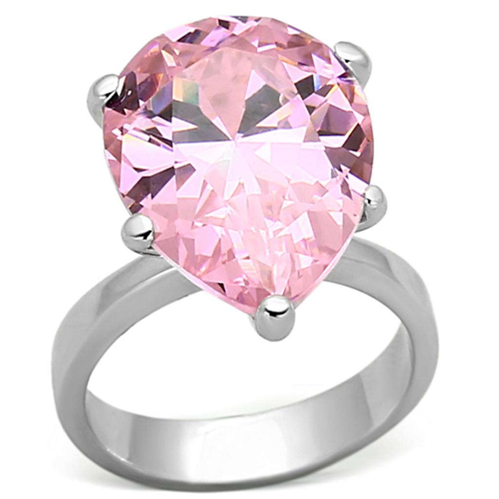 JCEAS948 Rhodium 925 Sterling Silver Ring with AAA Grade CZ in Rose