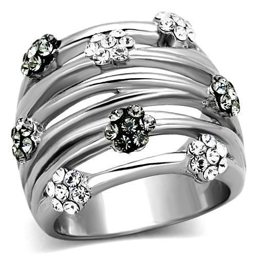 JCEATK1372 High polished (no plating) Stainless Steel Ring with Epoxy in Jet