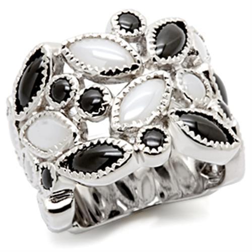 JCES113 Rhodium 925 Sterling Silver Ring with Milky CZ in Multi Color