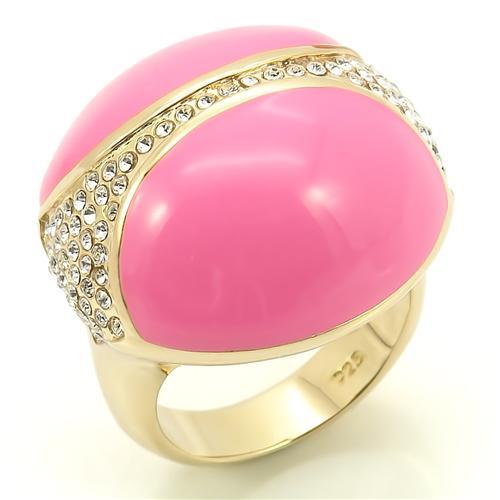 JCES170 Gold 925 Sterling Silver Ring with Top Grade Crystal in Clear