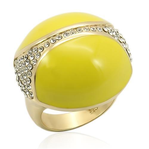 JCES184 Gold 925 Sterling Silver Ring with Top Grade Crystal in Clear