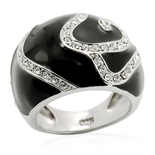 JCES212 Rhodium 925 Sterling Silver Ring with Top Grade Crystal in Clear