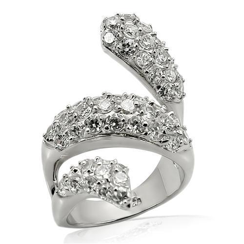 JCES219 Rhodium 925 Sterling Silver Ring with AAA Grade CZ in Clear