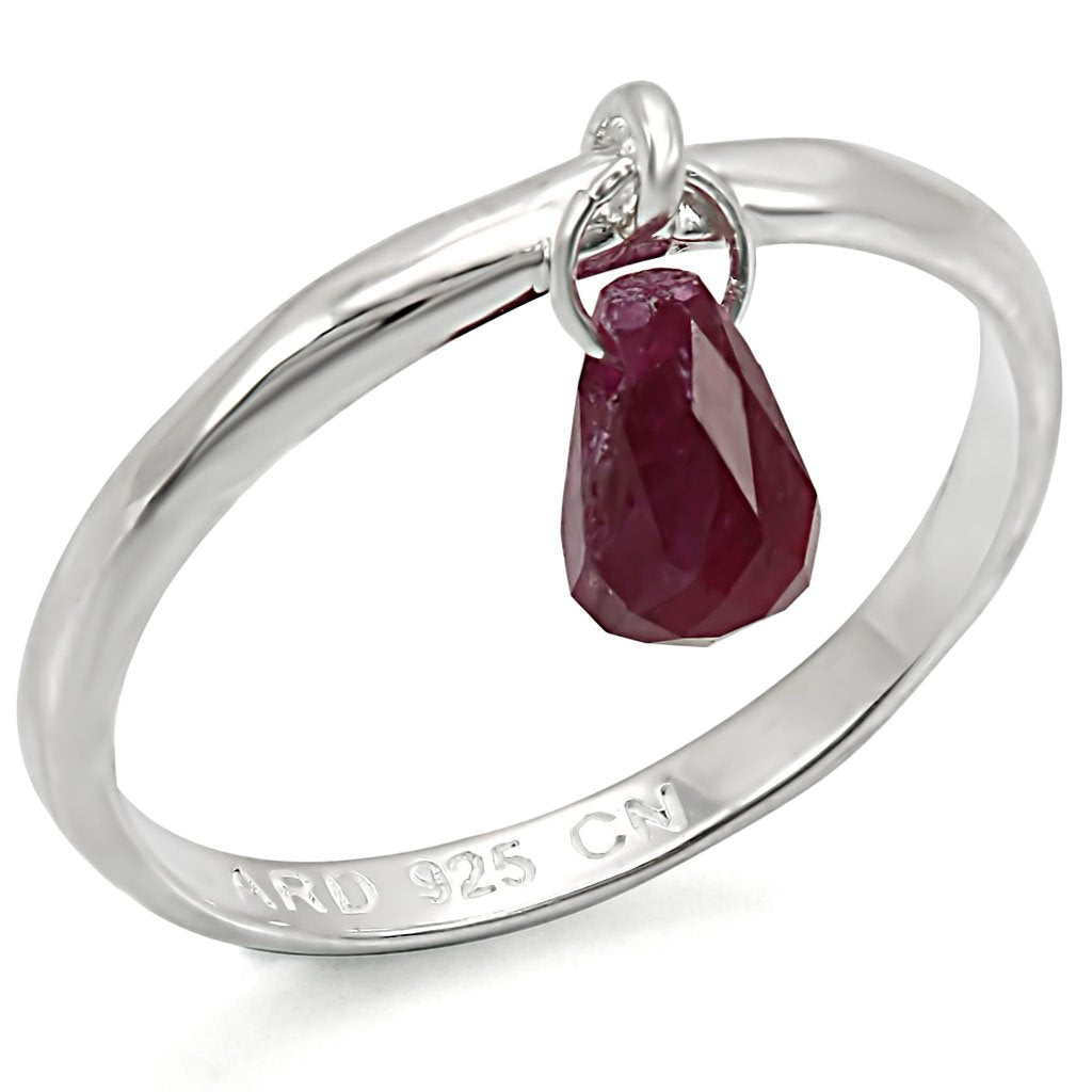 JCES324 Silver 925 Sterling Silver Ring with Genuine Stone in Ruby