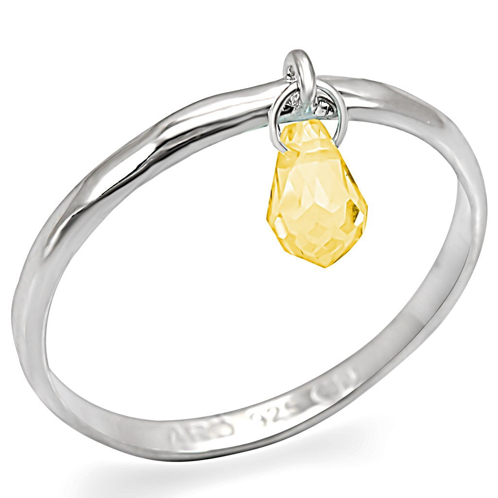 JCES332 Silver 925 Sterling Silver Ring with Genuine Stone in Topaz