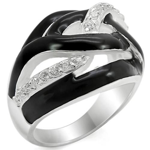 JCES346 Silver 925 Sterling Silver Ring with AAA Grade CZ in Clear
