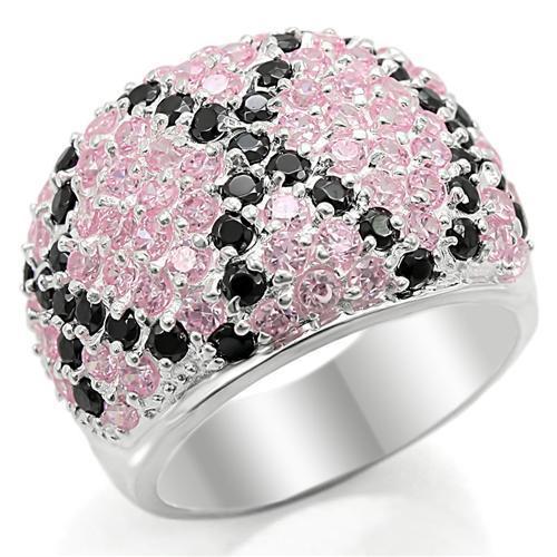 JCES357 Silver 925 Sterling Silver Ring with AAA Grade CZ in Multi Color