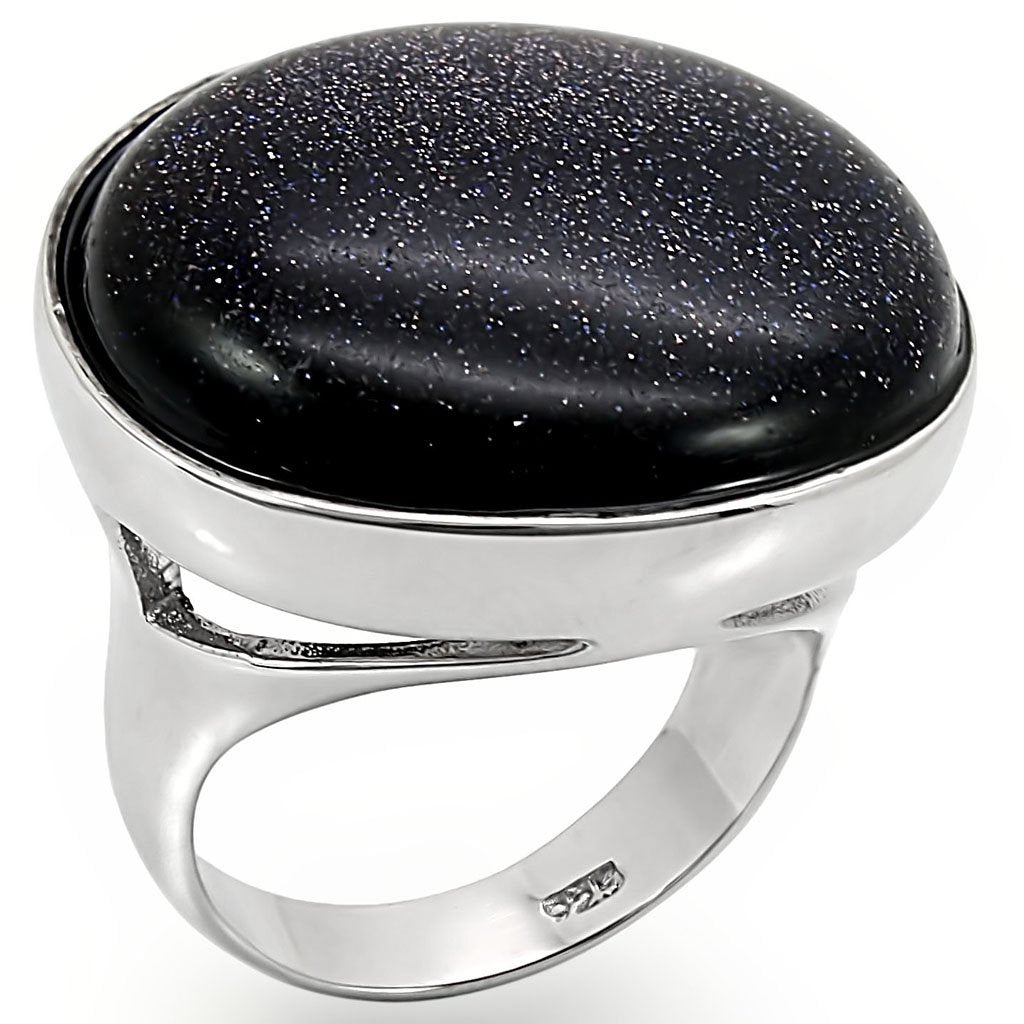 JCES401 Rhodium 925 Sterling Silver Ring with Blue Sand in Montana