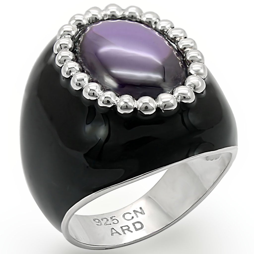JCES406 Silver 925 Sterling Silver Ring with AAA Grade CZ in Amethyst