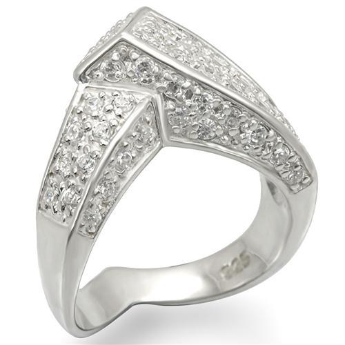 JCES453 Silver 925 Sterling Silver Ring with AAA Grade CZ in Clear