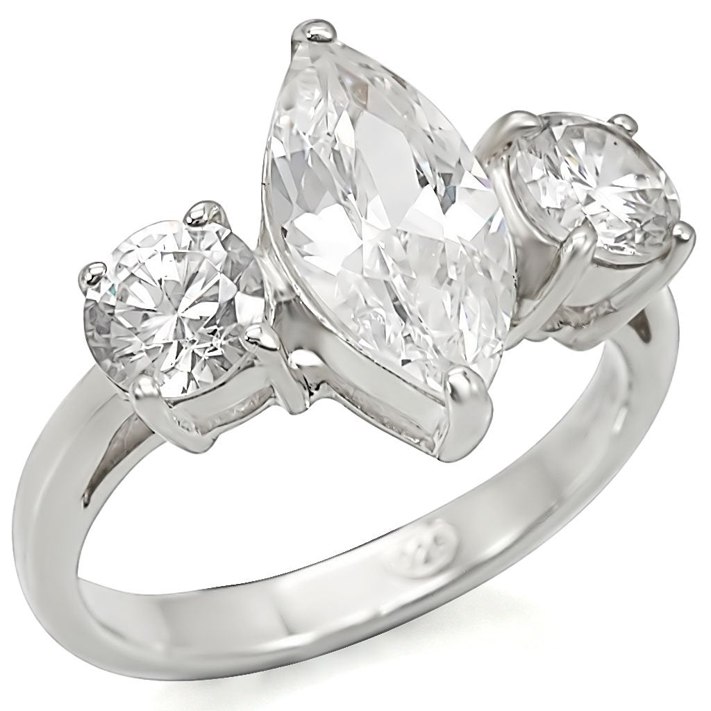JCES474 Silver 925 Sterling Silver Ring with AAA Grade CZ in Clear