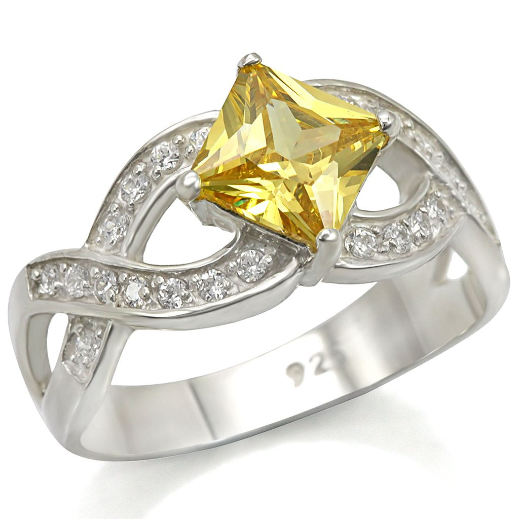 JCES475 Silver 925 Sterling Silver Ring with AAA Grade CZ in Topaz