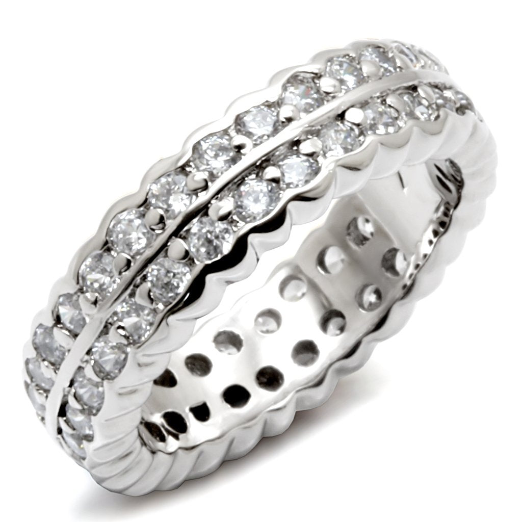 JCES496 Rhodium 925 Sterling Silver Ring with AAA Grade CZ in Light Amethyst