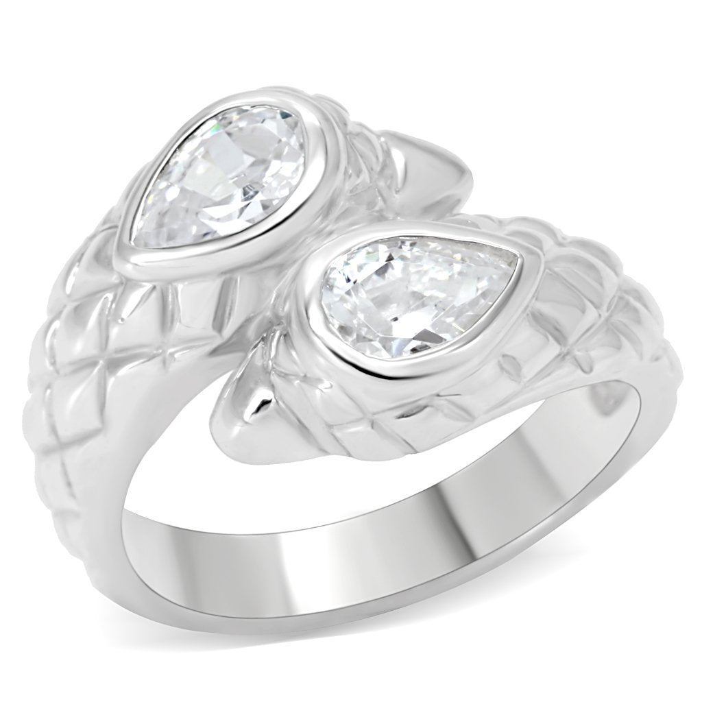 JCES497 Silver 925 Sterling Silver Ring with AAA Grade CZ in Clear