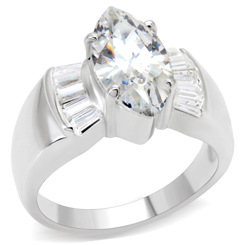 JCES517 Silver 925 Sterling Silver Ring with AAA Grade CZ in Clear